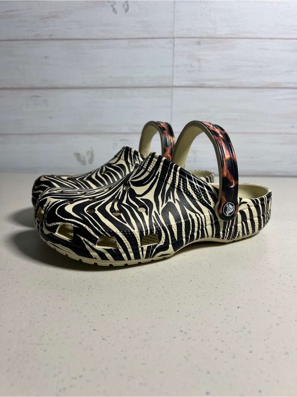 CROCS Classic Animal Remix Clog Size M6/W8 Zebra Leopard Print Zebra Cheetah